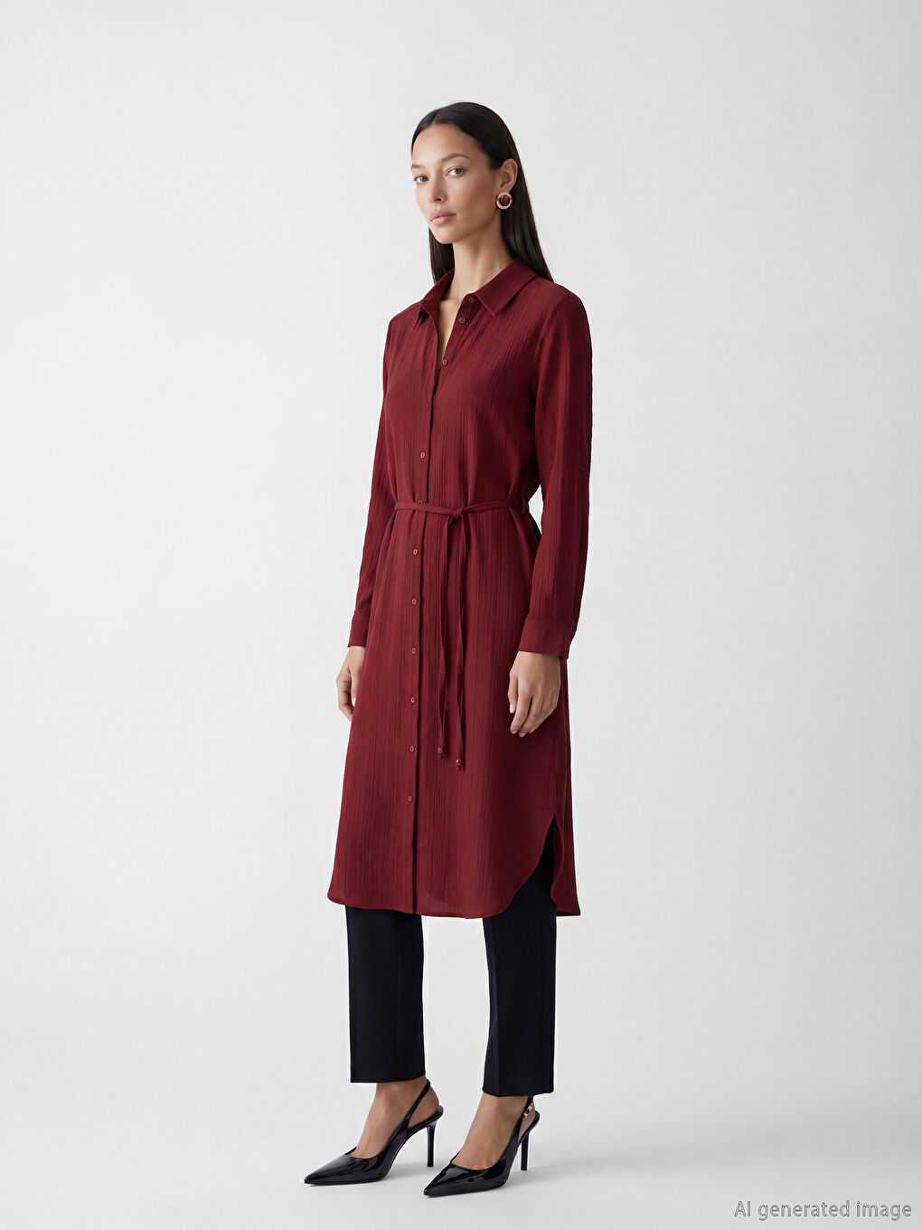 Oversize Seersucker Women's Shirt Tunic