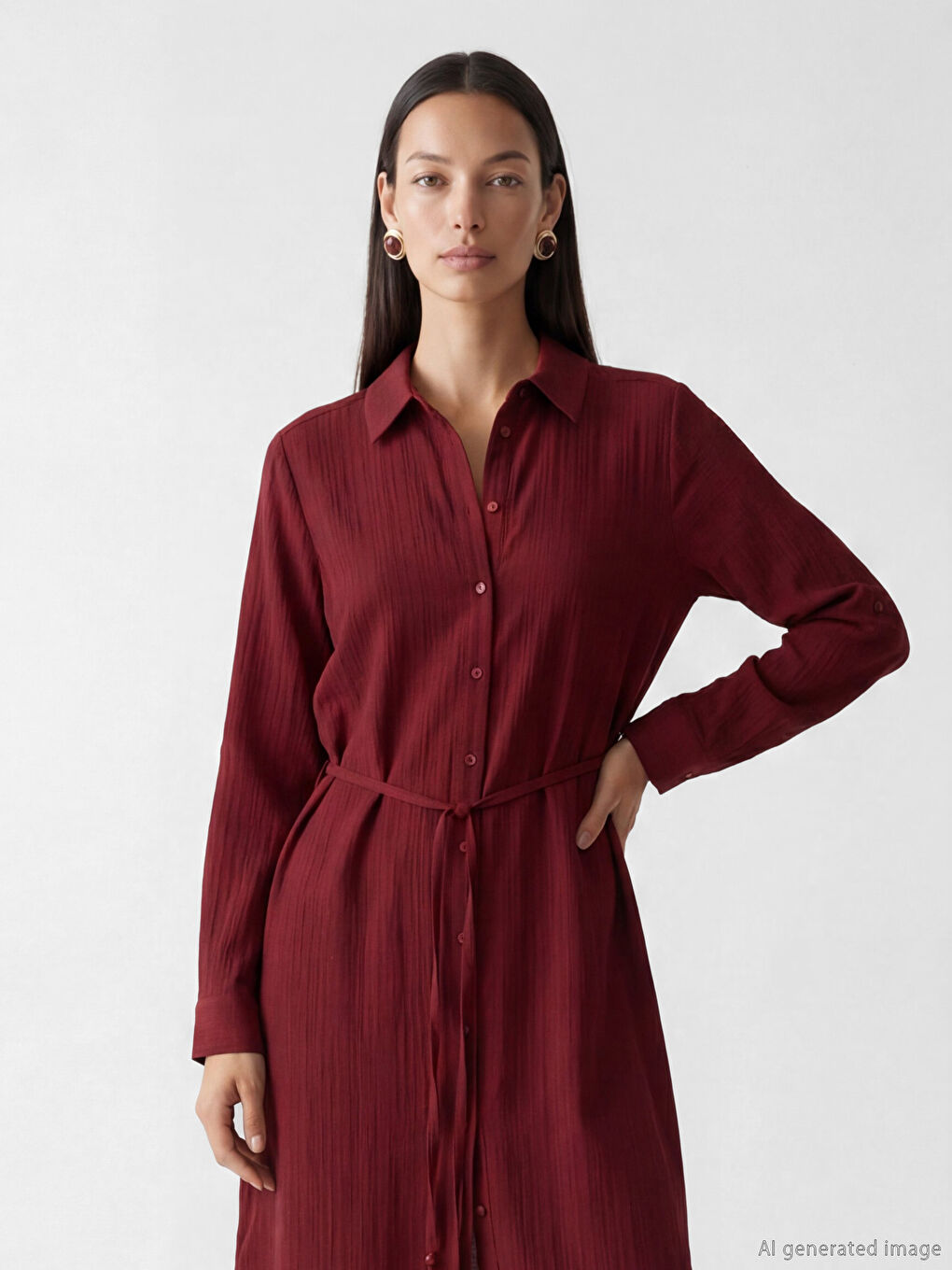 Oversize Seersucker Women's Shirt Tunic-1