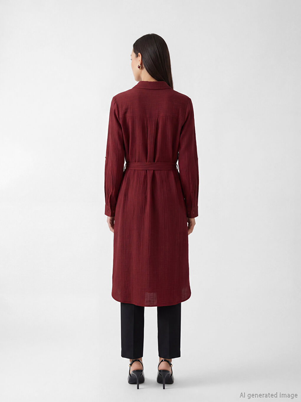 Oversize Seersucker Women's Shirt Tunic-3