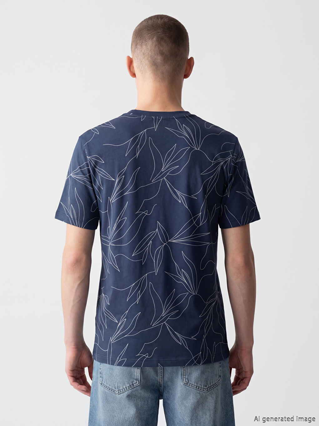 Crew Neck Patterned Men's T-Shirt-3