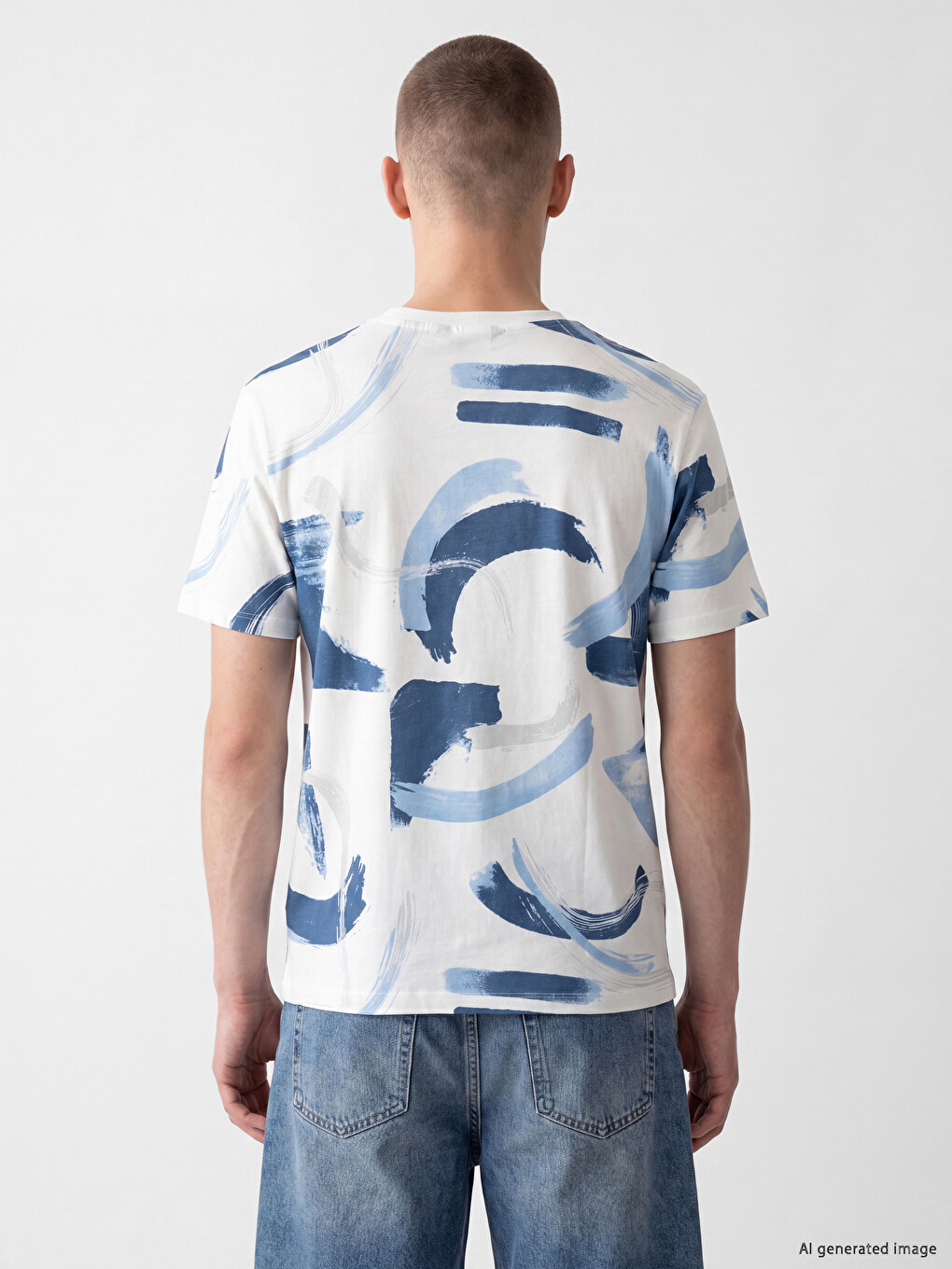 Patterned Crew Neck Men's T-shirt-3