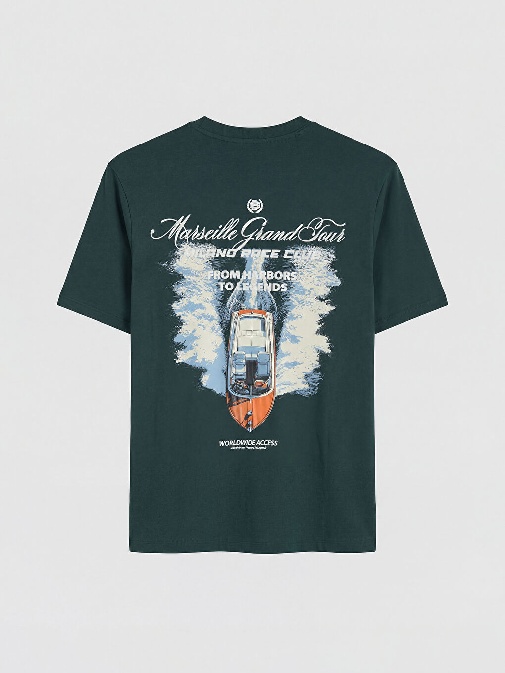 Yeşil Bisiklet Yaka Baskılı Erkek Penye Tişört-1