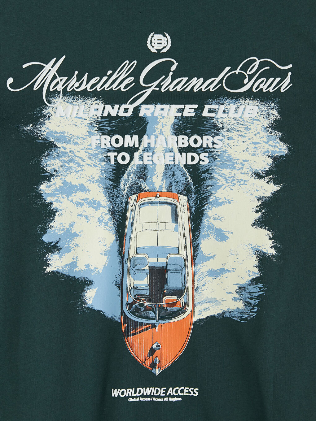 Yeşil Bisiklet Yaka Baskılı Erkek Penye Tişört-3