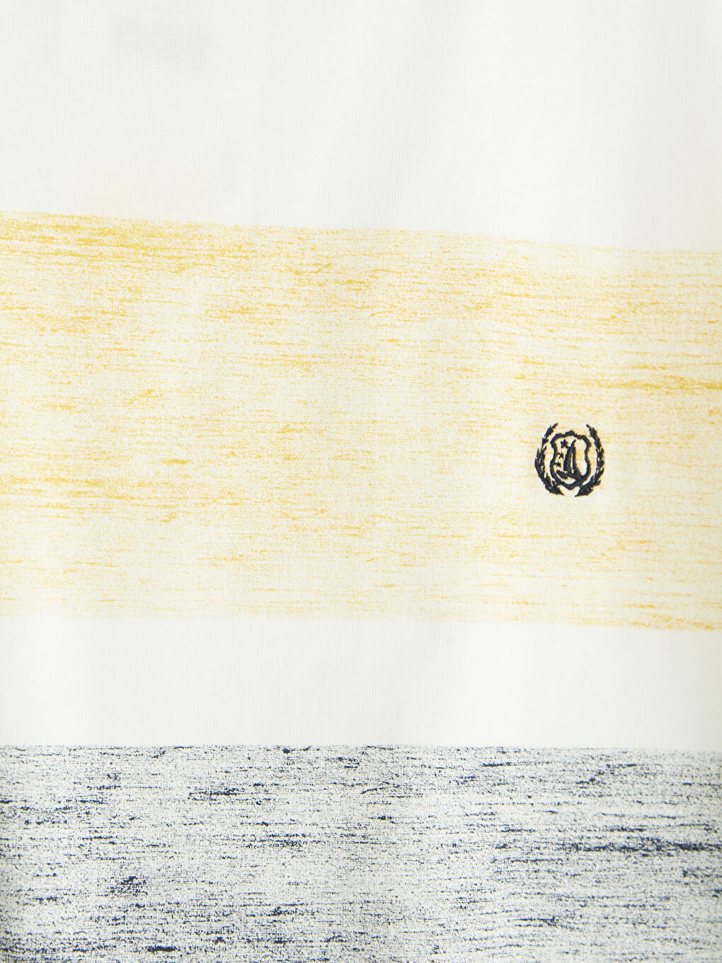 Ekru Bisiklet Yaka Renk Bloklu Penye Erkek Tişört-2