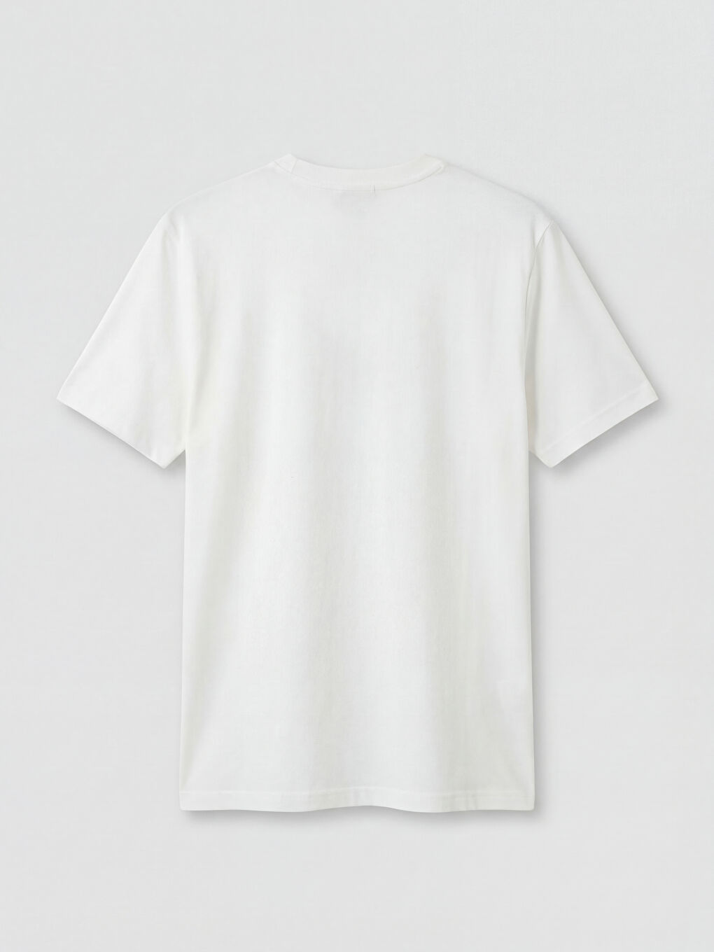 Ekru Bisiklet Yaka Baskılı Penye Erkek Tişört-1