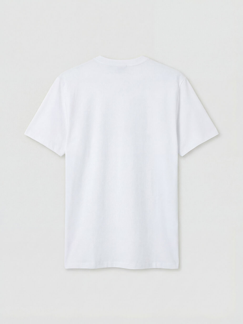 Beyaz Bisiklet Yaka Baskılı Erkek Tişört-1