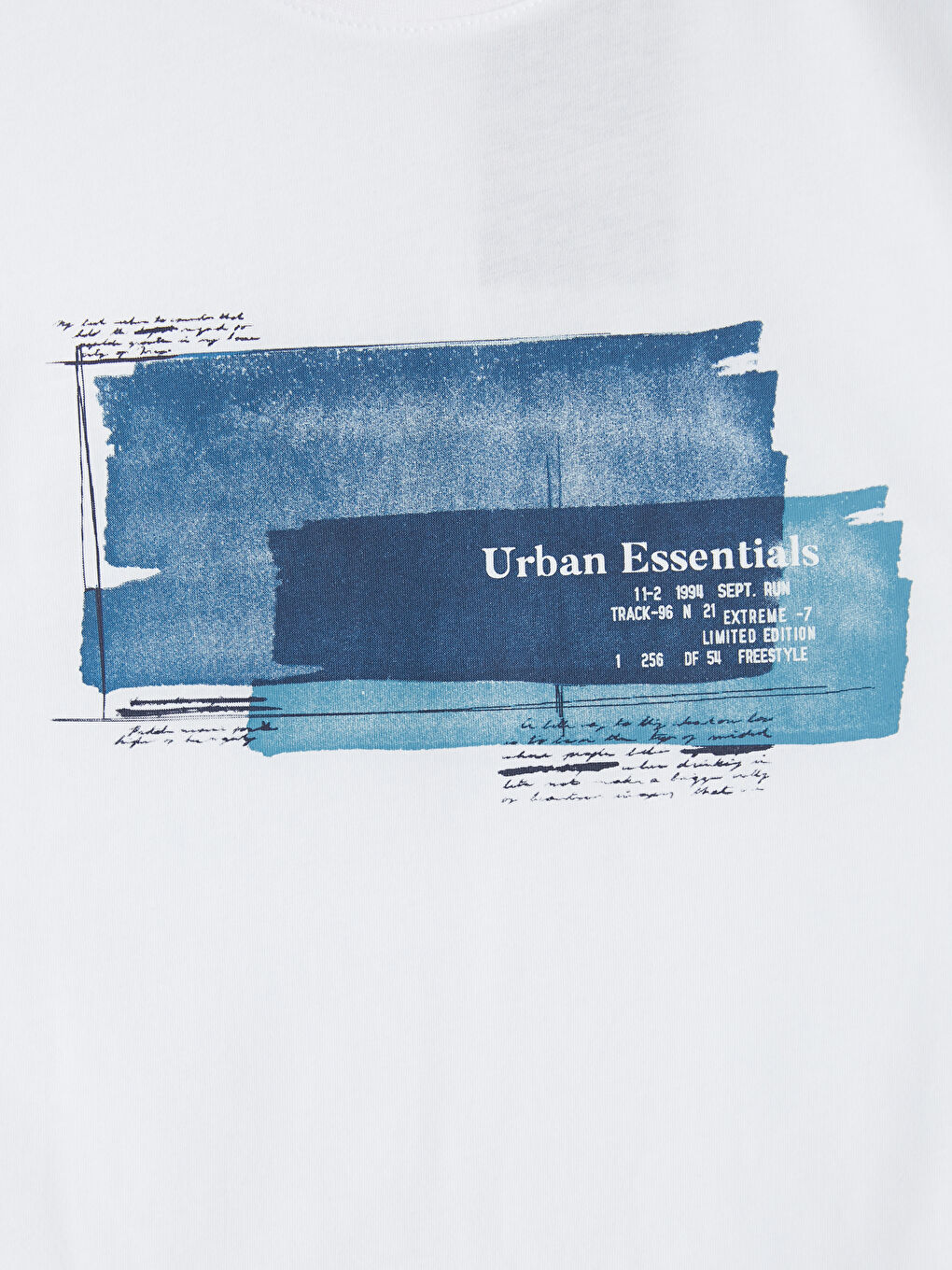 Beyaz Bisiklet Yaka Baskılı Erkek Tişört-2