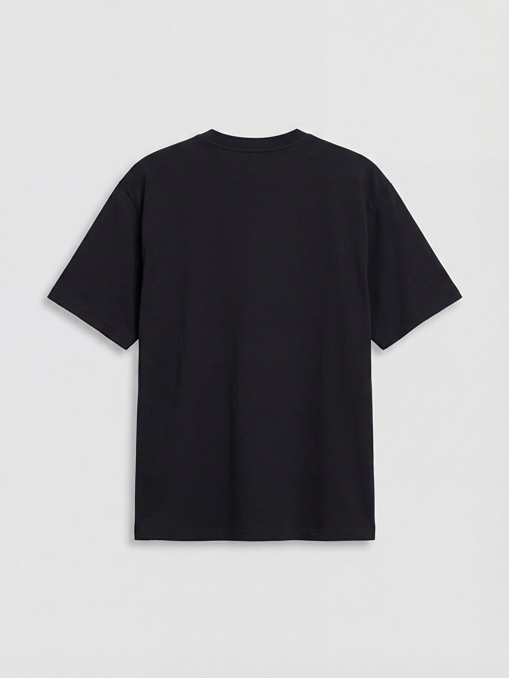 Siyah Bisiklet Yaka Baskılı Erkek Tişört-1