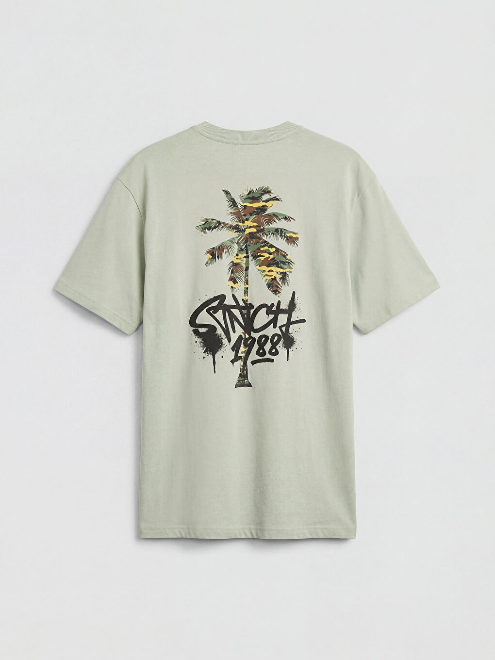 Yeşil Bisiklet Yaka Baskılı Erkek Penye Tişört-1