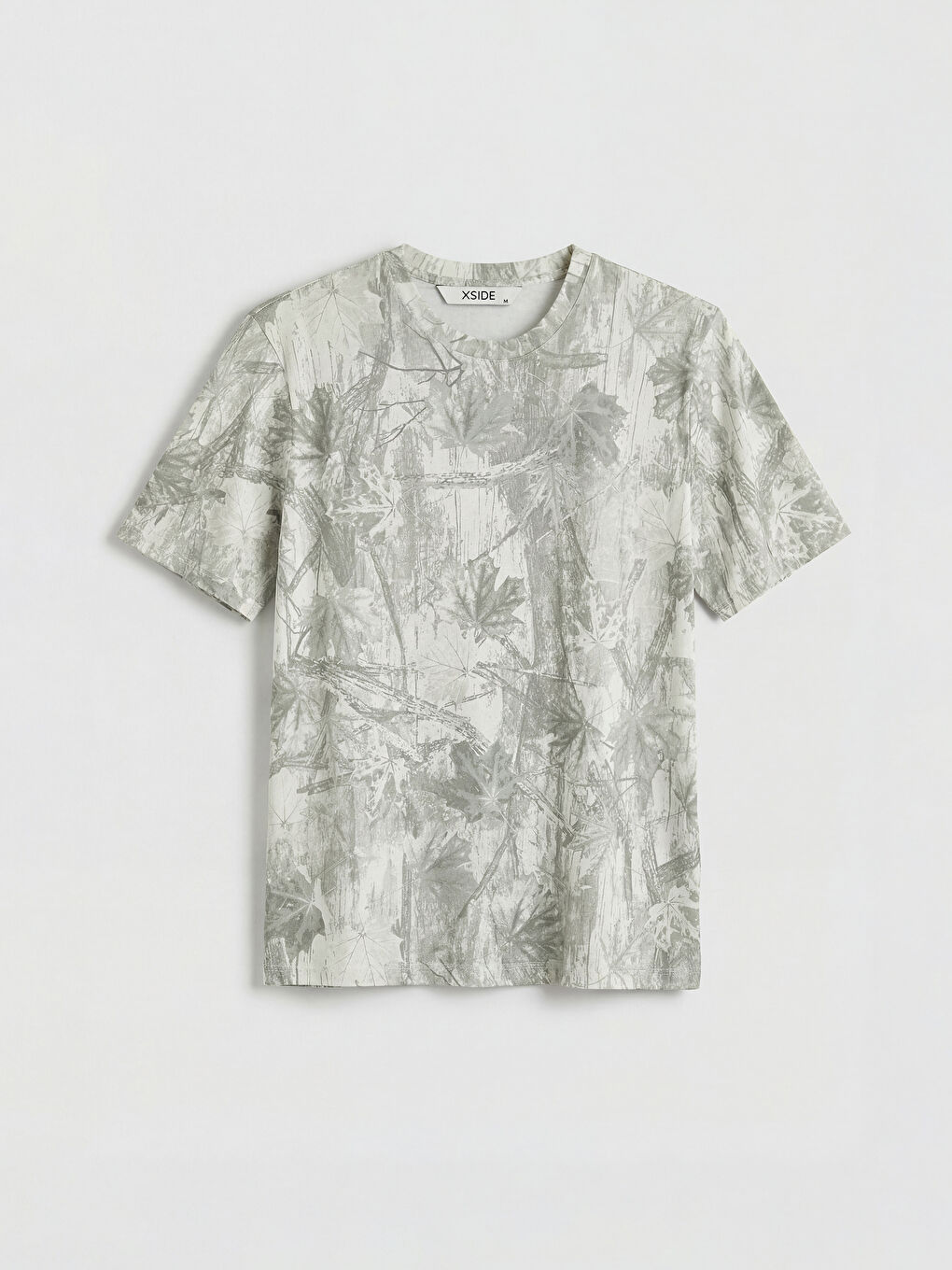 Haki Bisiklet Yaka Baskılı Erkek Penye Tişört