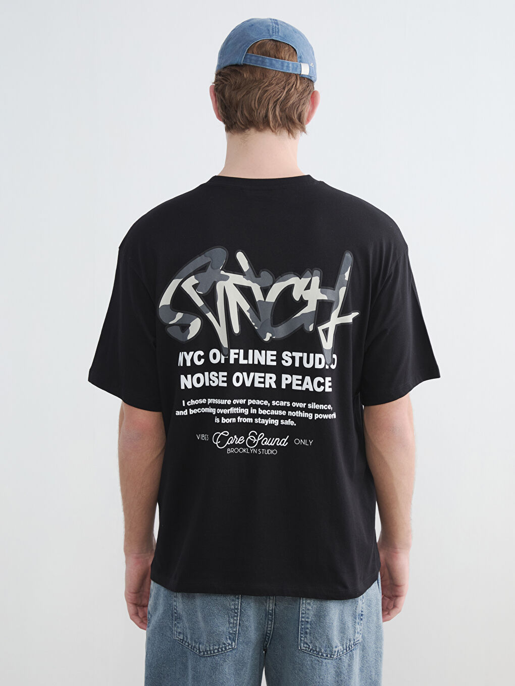 Πλεκτό Μπλουζάκι με Στρογγυλή Λαιμόκοψη και Εκτύπωση NYC για Άνδρες-3