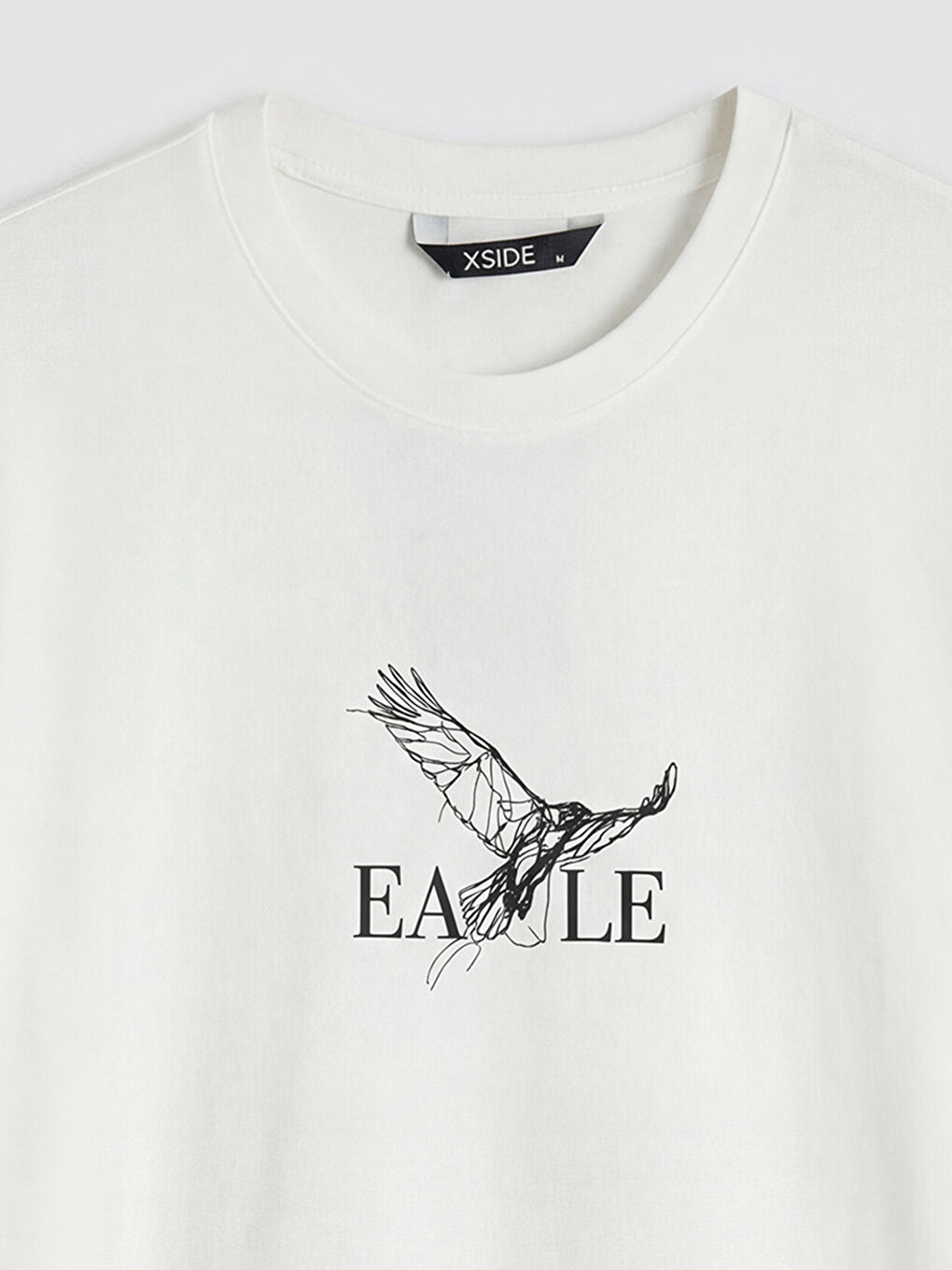 Ekru Bisiklet Yaka Erkek Penye Tişört-2