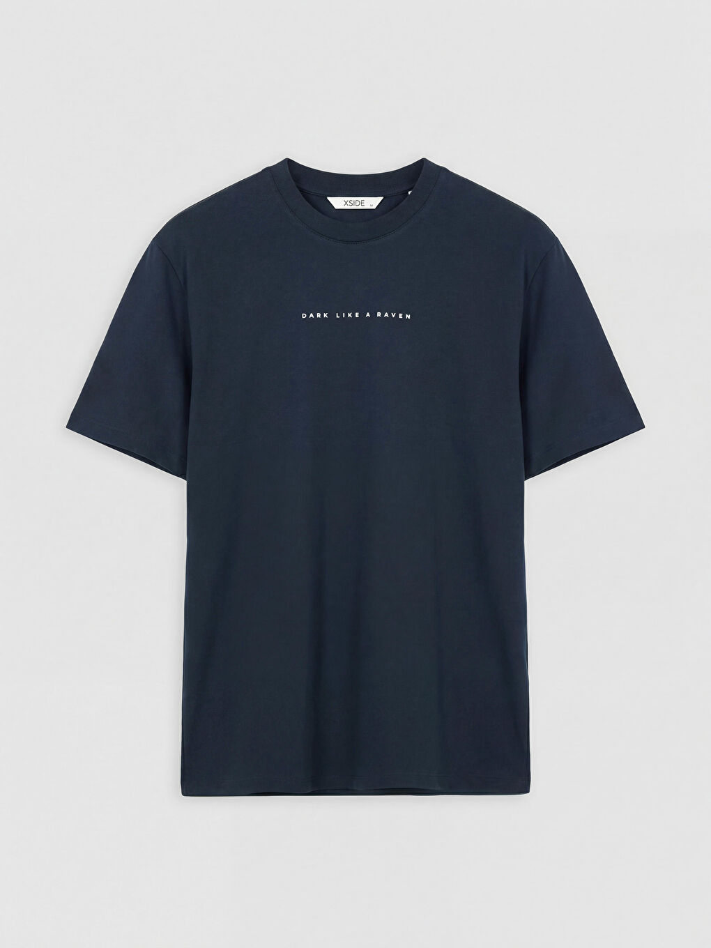 Lacivert Bisiklet Yaka Baskılı Penye Erkek Tişört