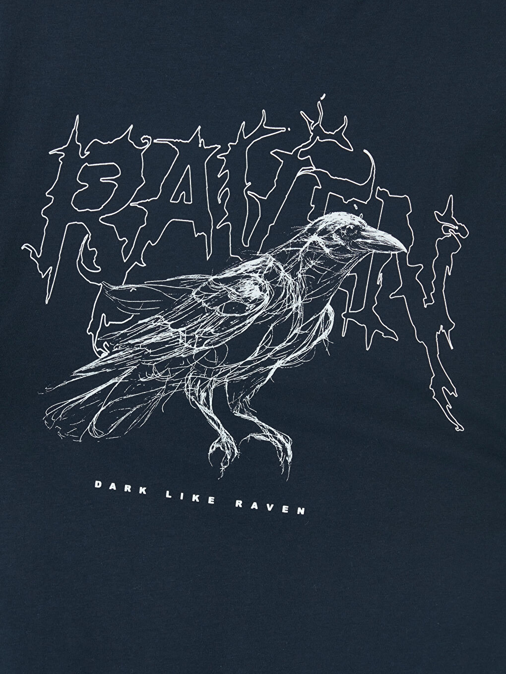 Lacivert Bisiklet Yaka Baskılı Penye Erkek Tişört-3