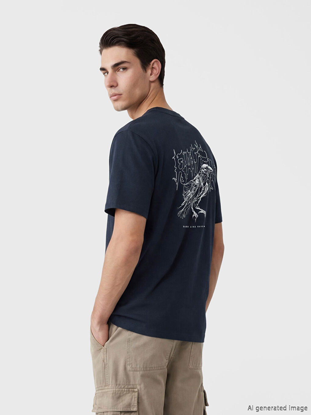 T-shirt à col rond imprimé en jersey pour homme