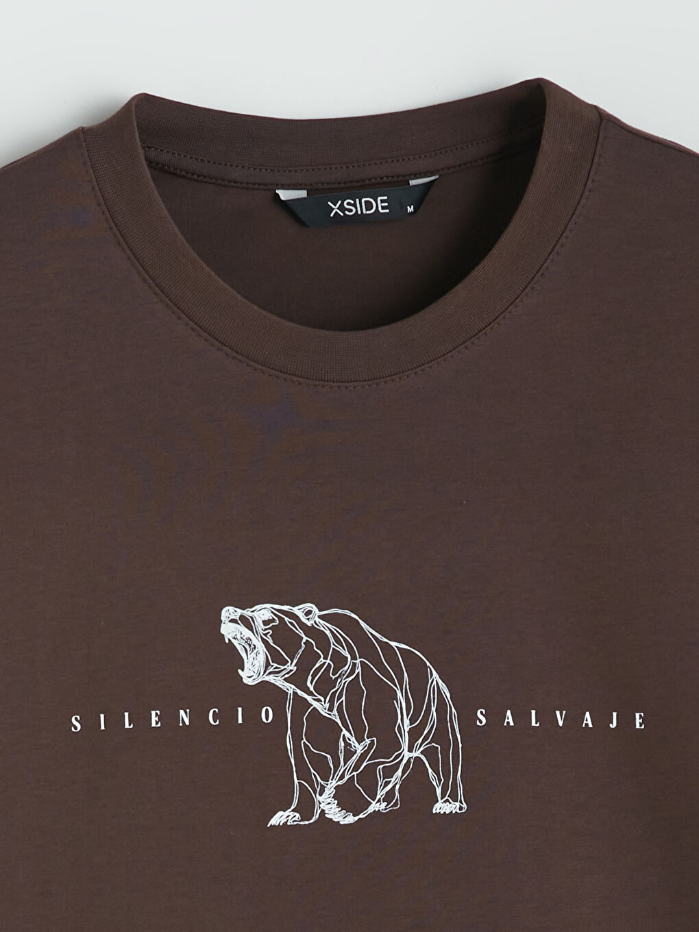 Kahverengi Bisiklet Yaka Baskılı Erkek Tişört-1