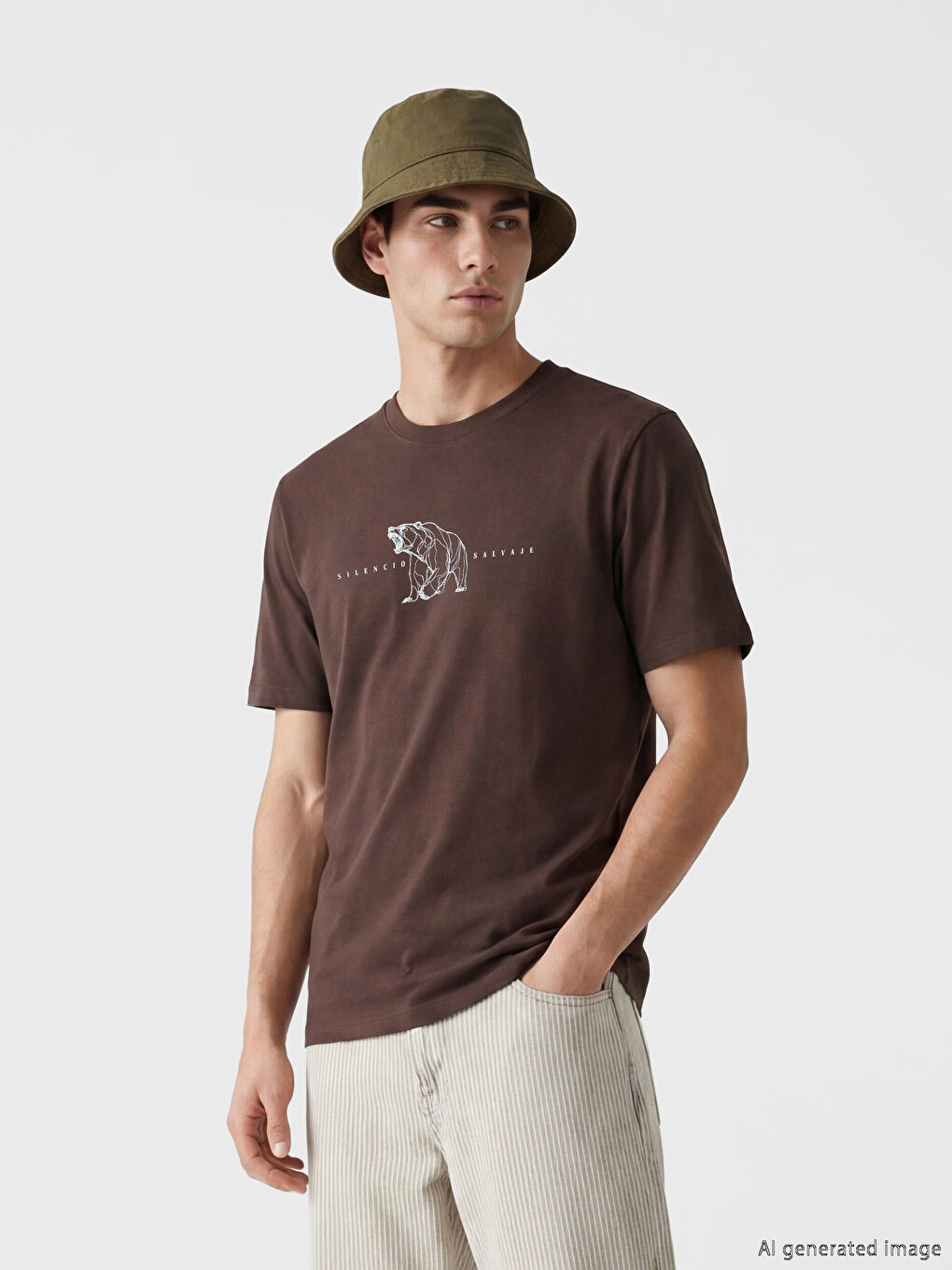 T-shirt imprimé à col rond pour homme