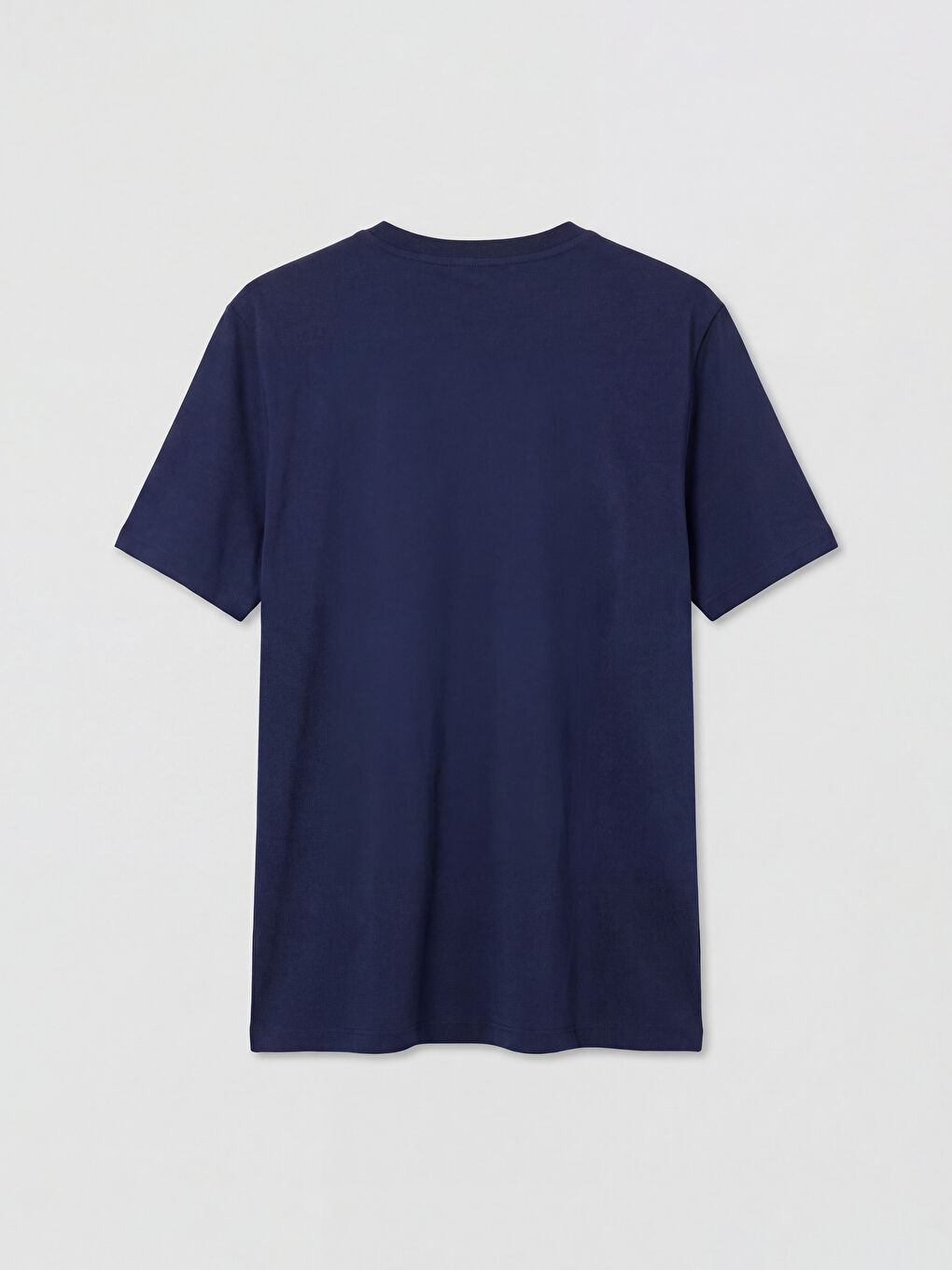 Lacivert Bisiklet Yaka Baskılı Erkek Tişört-1