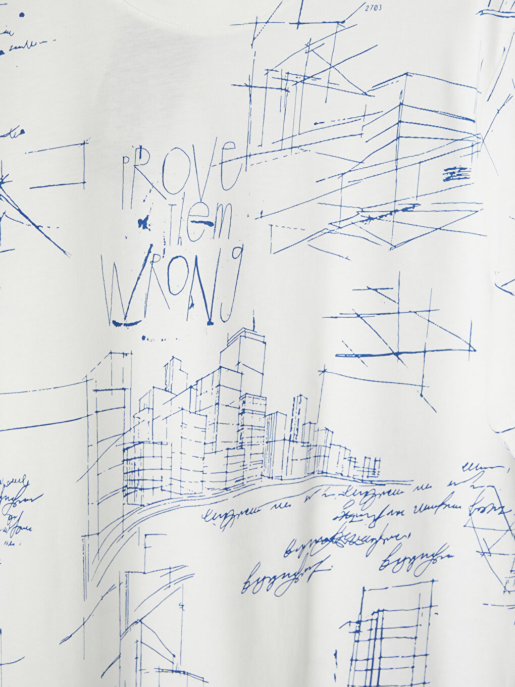 Beyaz Bisiklet Yaka Baskılı Penye Erkek Tişört-2