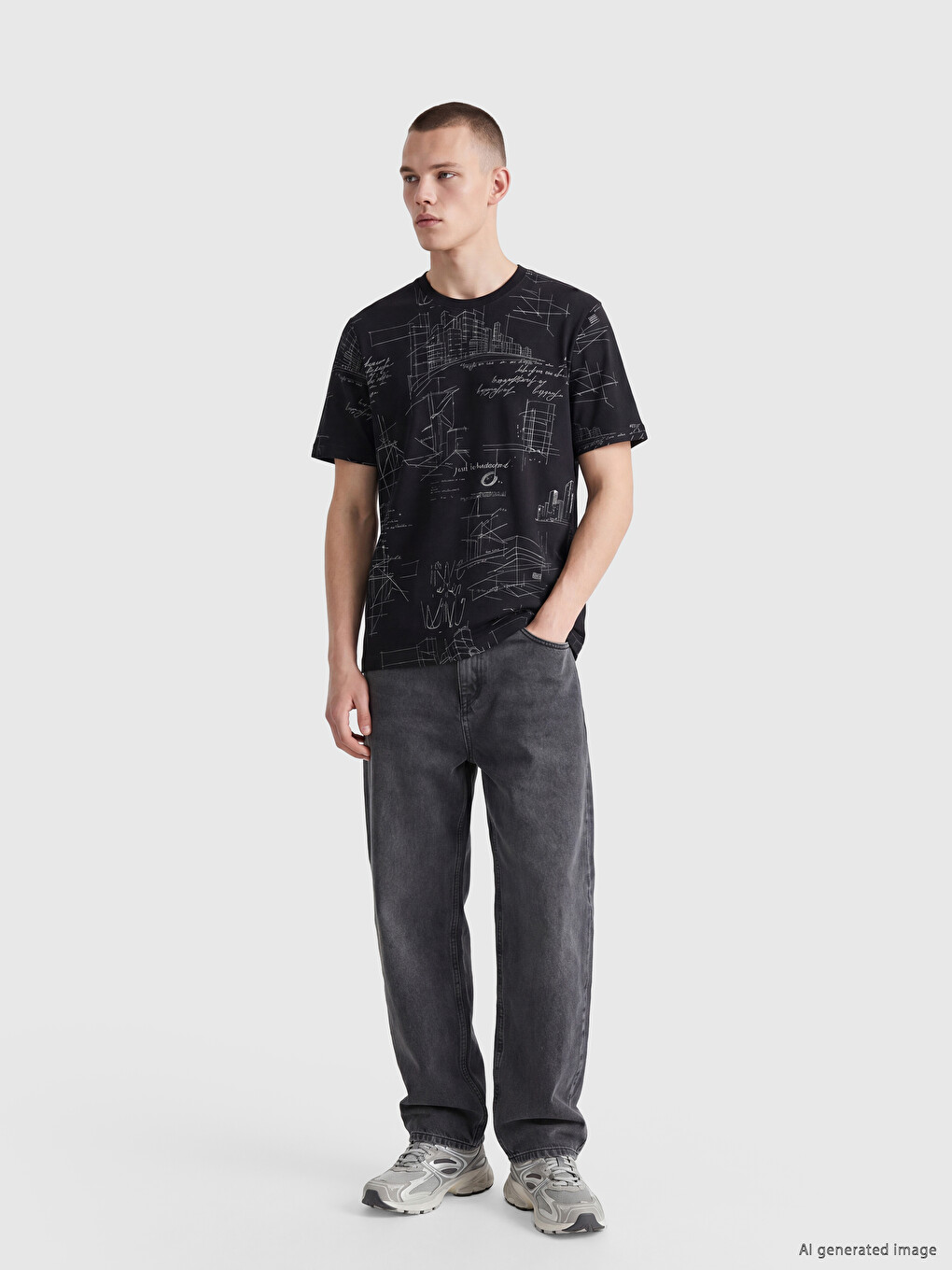 Standard Fit NYC Printed Crew Neck Men's T-Shirt-1