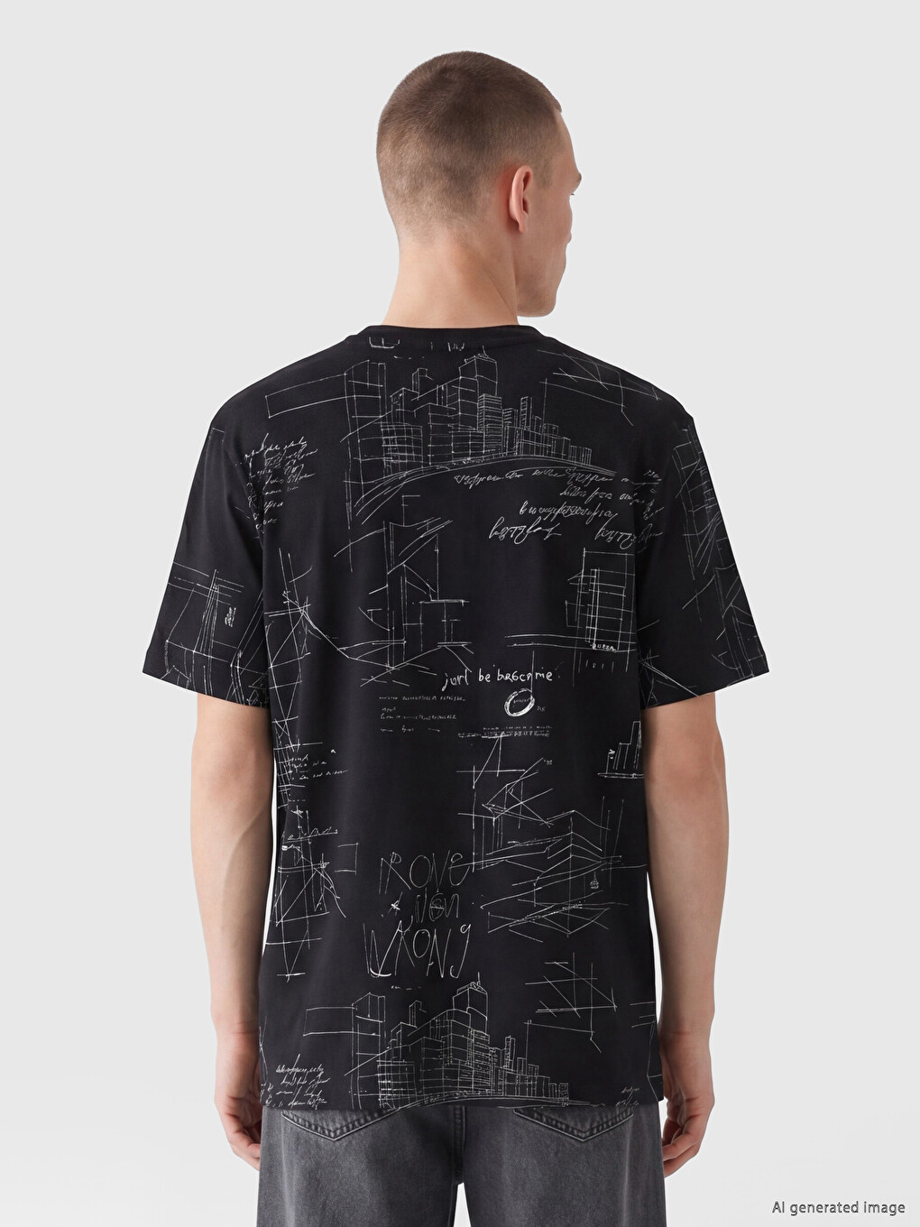 Standard Fit NYC Printed Crew Neck Men's T-Shirt-3