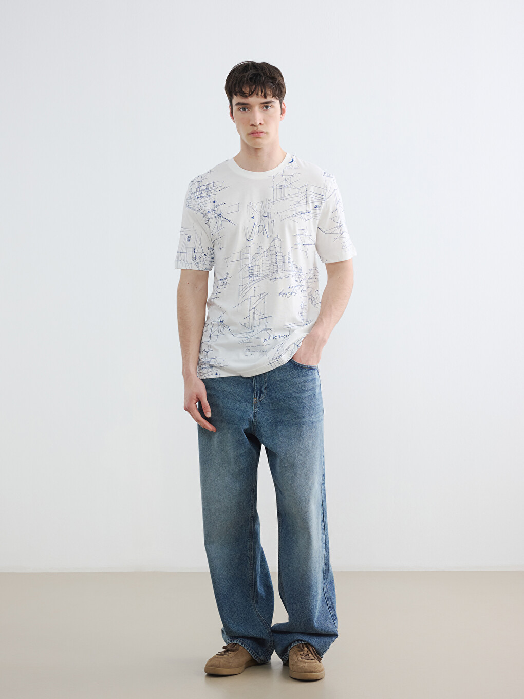 Crew Neck Printed Jersey Men's T-Shirt-3
