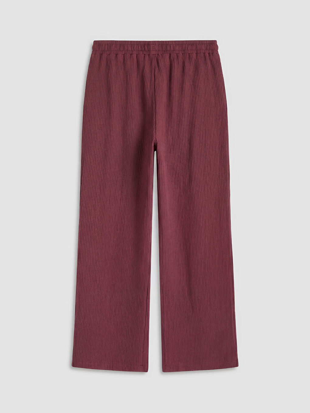 Mürdüm Beli Lastikli Müslin Kadın Pantolon-1