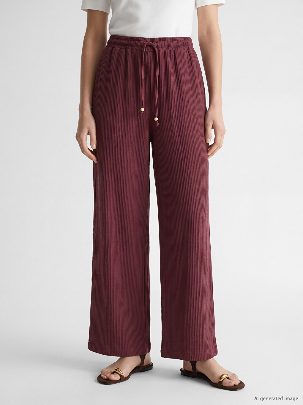 Elastic Waist Muslin Women's Trousers-1
