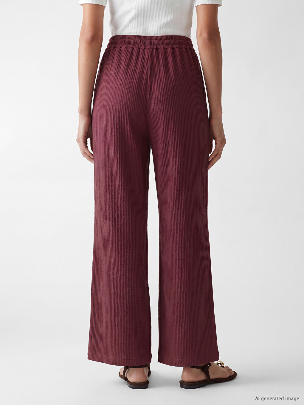 Elastic Waist Muslin Women's Trousers-3