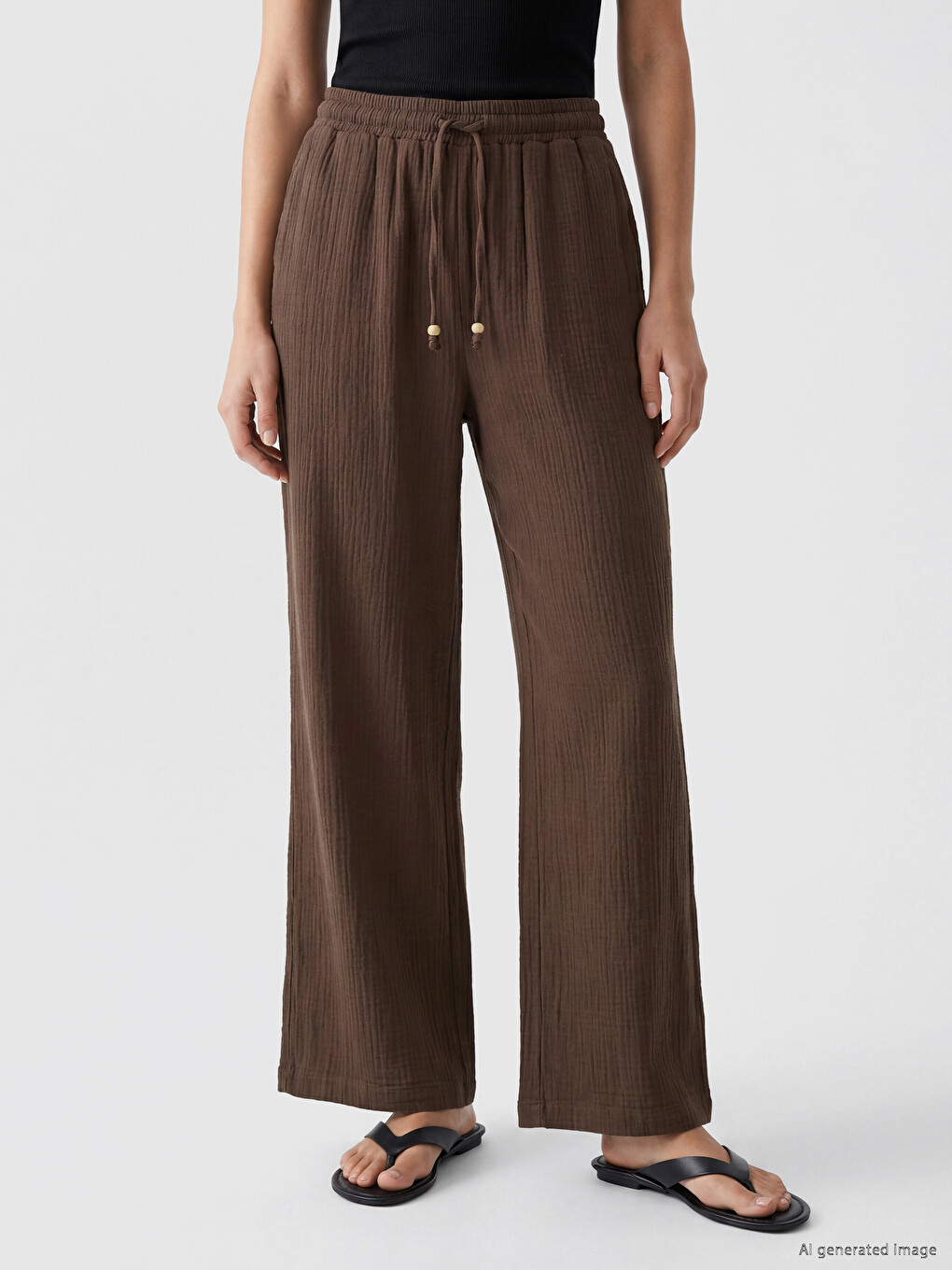 Elastic Waist Muslin Women's Trousers-1