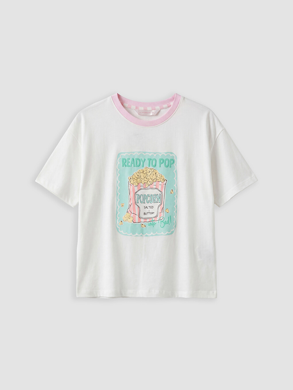 Pembe Bisiklet Yaka Baskılı Kadın Pijama Takımı-1