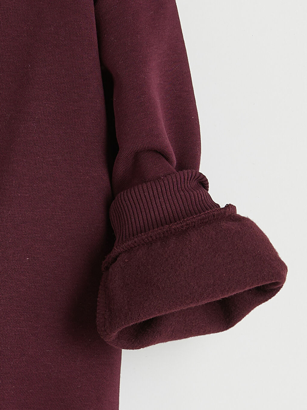 Bordo Bisiklet Yaka Nakışlı Erkek Çocuk Kalın Sweatshirt-2