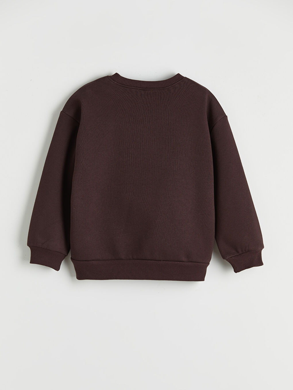 Mürdüm Bisiklet Yaka Nakışlı Erkek Çocuk Kalın Sweatshirt-1