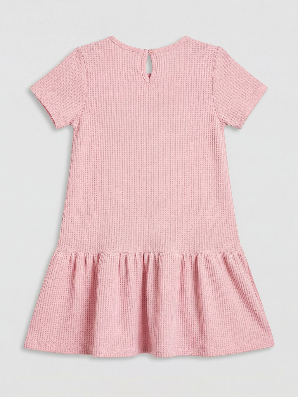 Pembe Bisiklet Yaka Fiyonk Detaylı Kız Çocuk Elbise-1