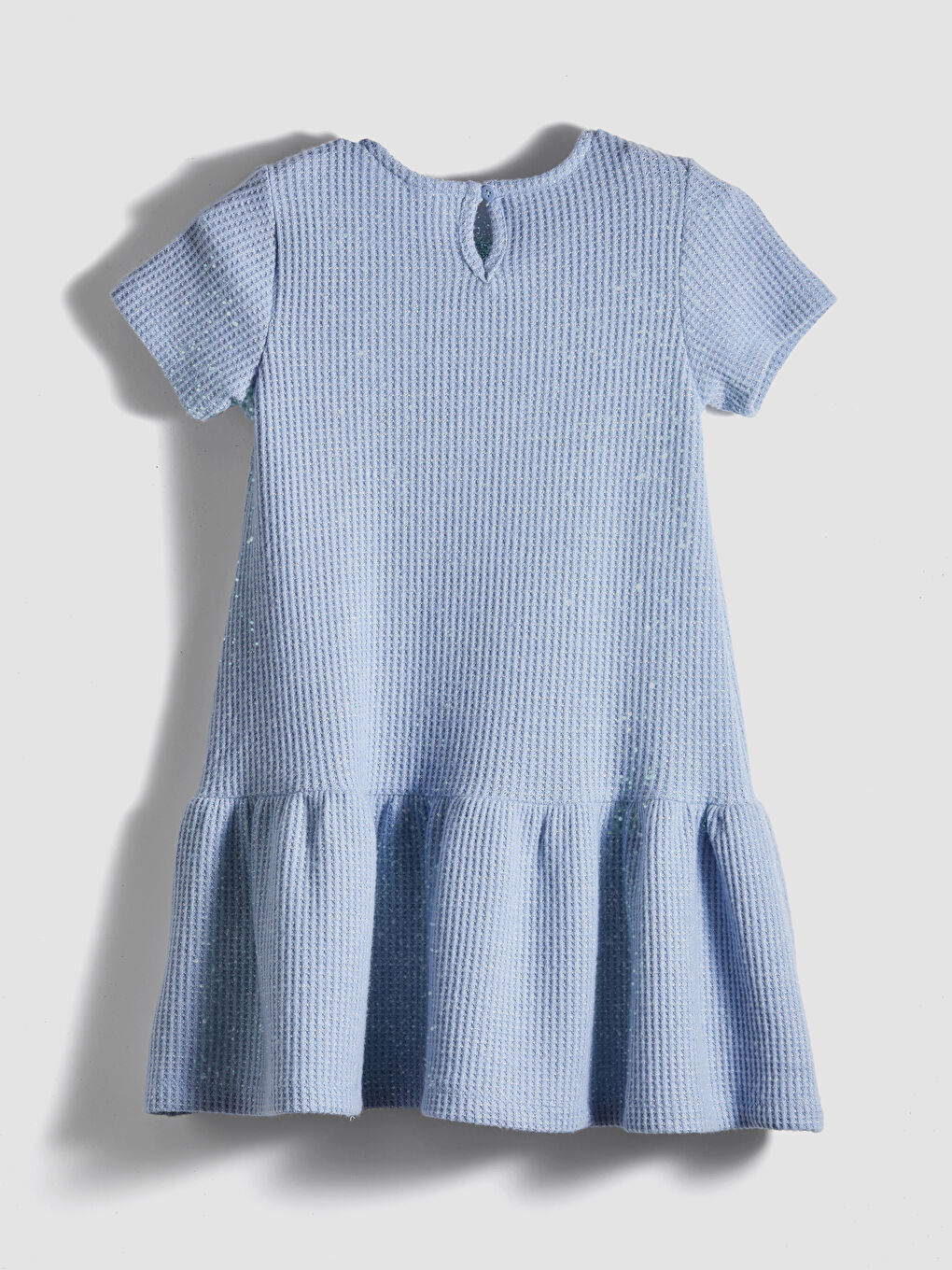 Mavi Simli Fiyonk Detaylı Kız Çocuk Elbise-1