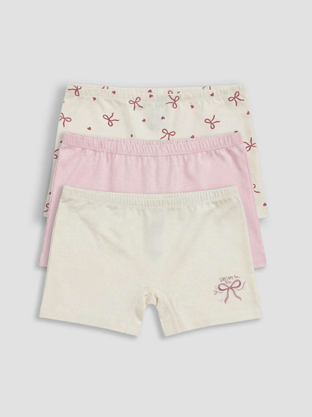 Ekru Kız Çocuk Boxer 3'lü-1