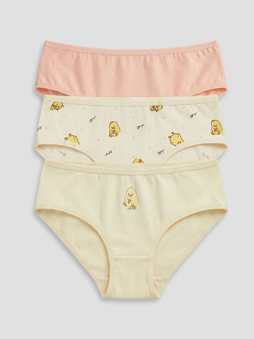 Ekru Desenli Kız Çocuk Külot 3'lü-1