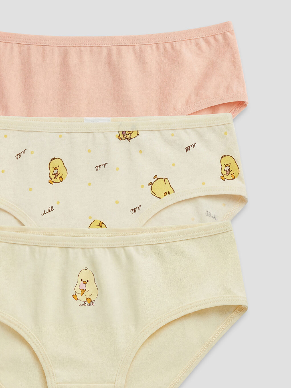 Ekru Desenli Kız Çocuk Külot 3'lü-2