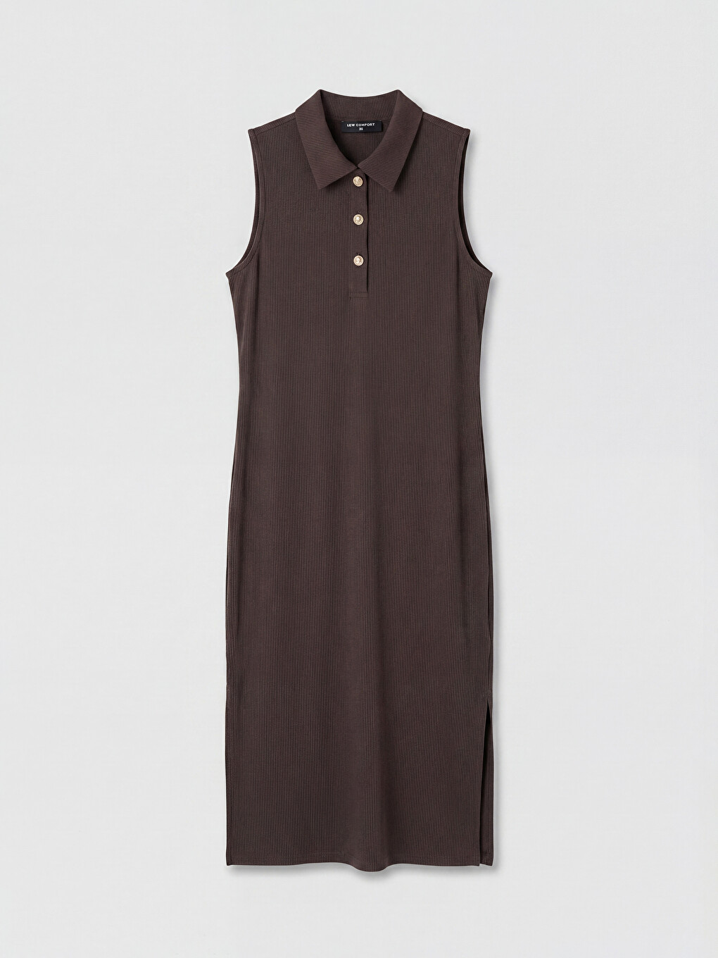 Collared Neck Ribbed Dress-3