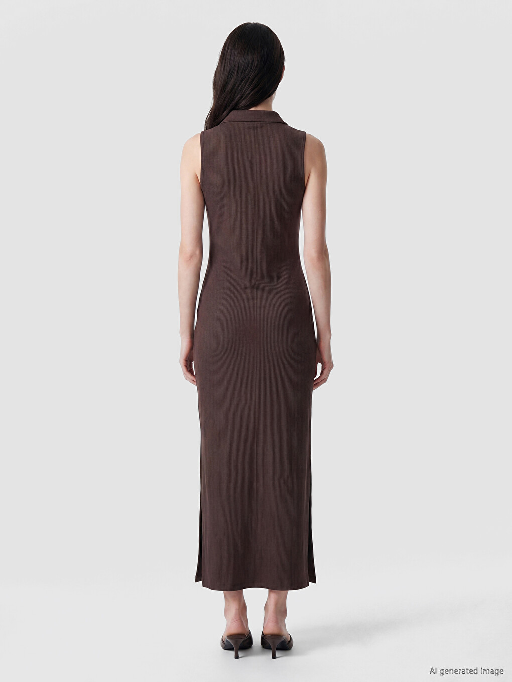 Collared Neck Ribbed Dress-2