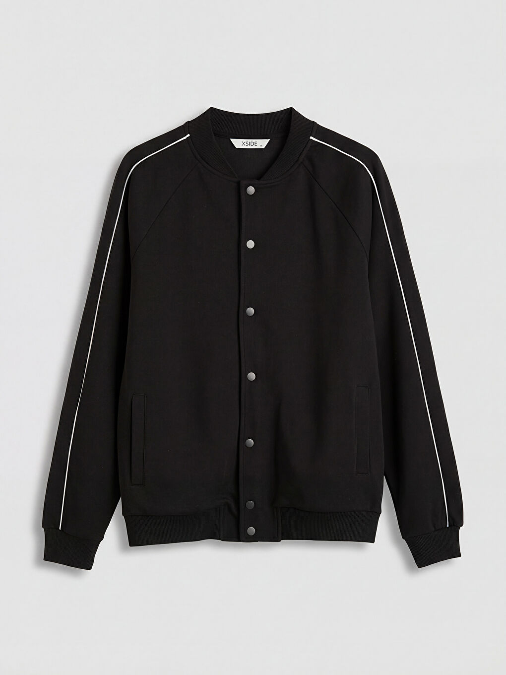 Siyah Rahat Kalıp Erkek Çıtçıtlı Sweatshirt-4