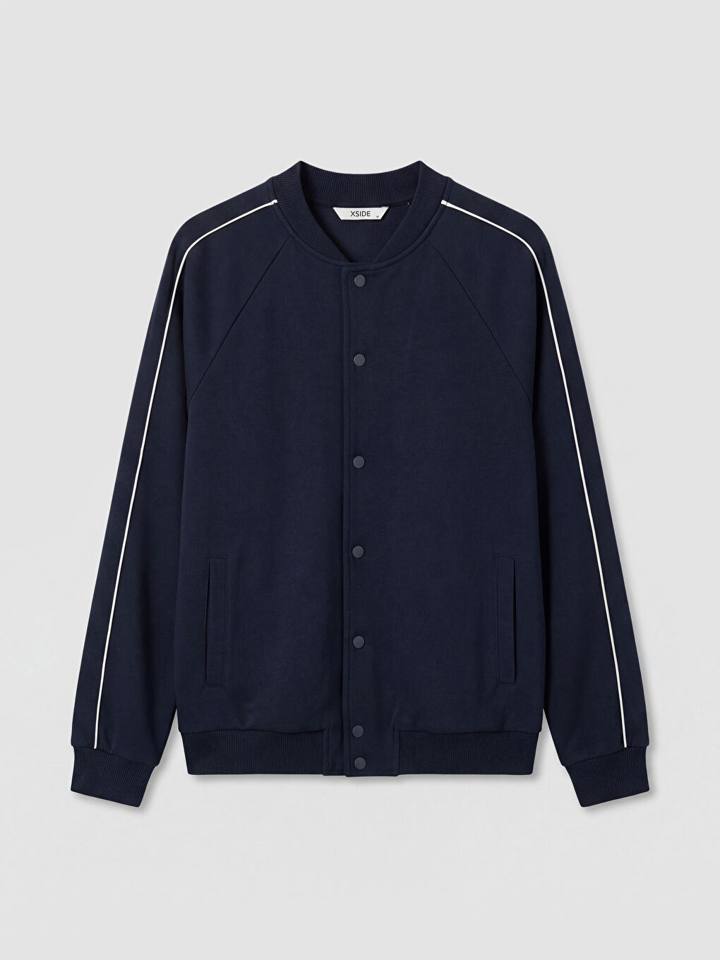 Lacivert Rahat Kalıp Erkek Çıtçıtlı Sweatshirt