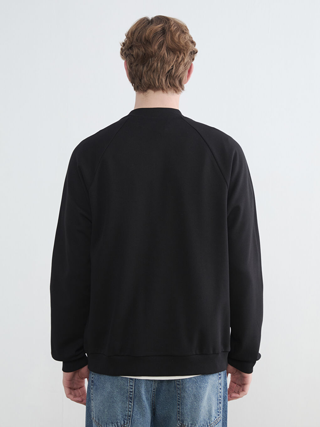 Siyah Rahat Kalıp Erkek Çıtçıtlı Sweatshirt-3