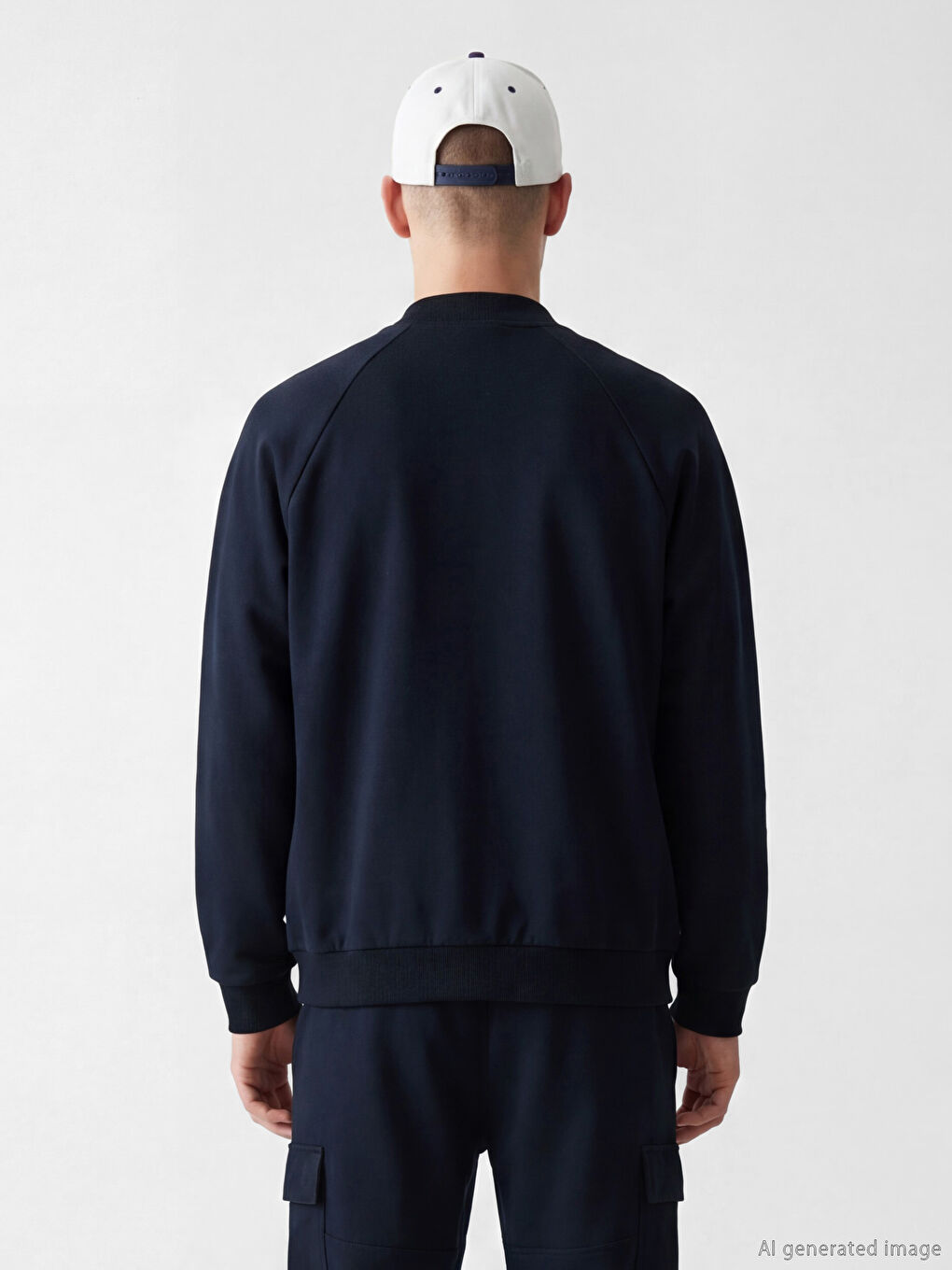 Lacivert Rahat Kalıp Erkek Çıtçıtlı Sweatshirt-2