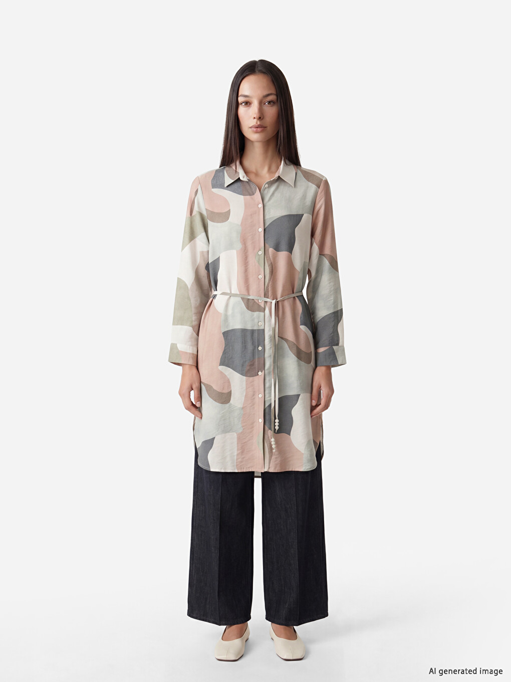 Patterned Women's Shirt Tunic-1