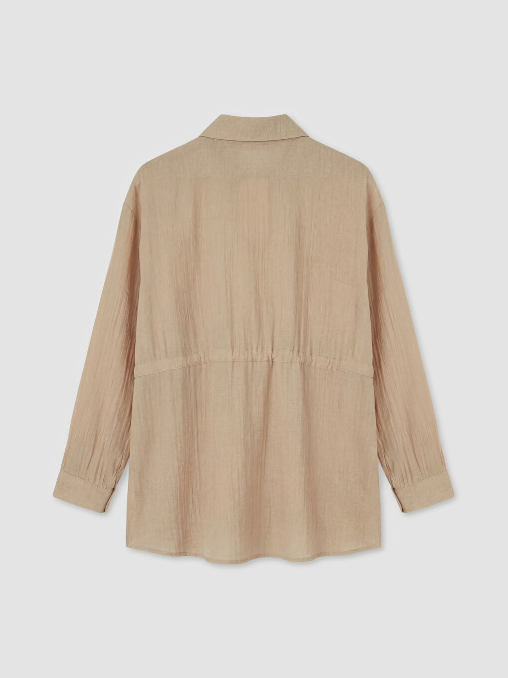 Bej Dokulu Büzgülü Kadın Gömlek Tunik-1