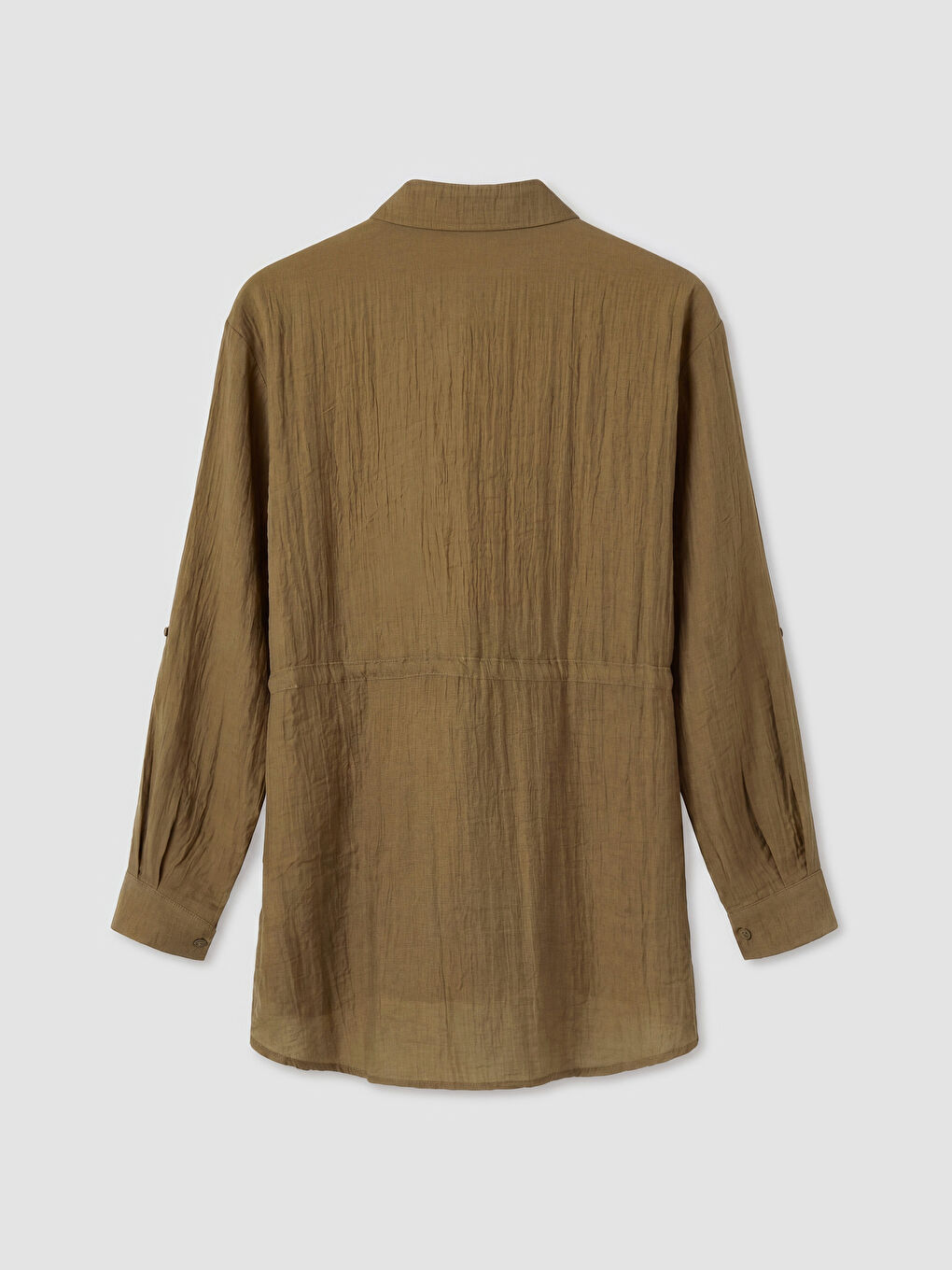 Yeşil Dokulu Büzgülü Kadın Gömlek Tunik-1