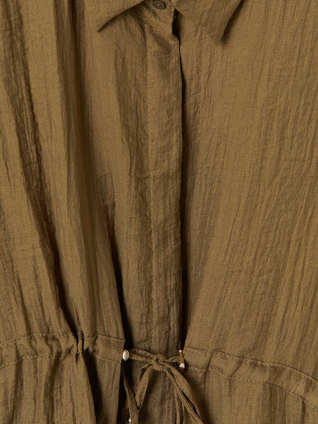 Yeşil Dokulu Büzgülü Kadın Gömlek Tunik-2