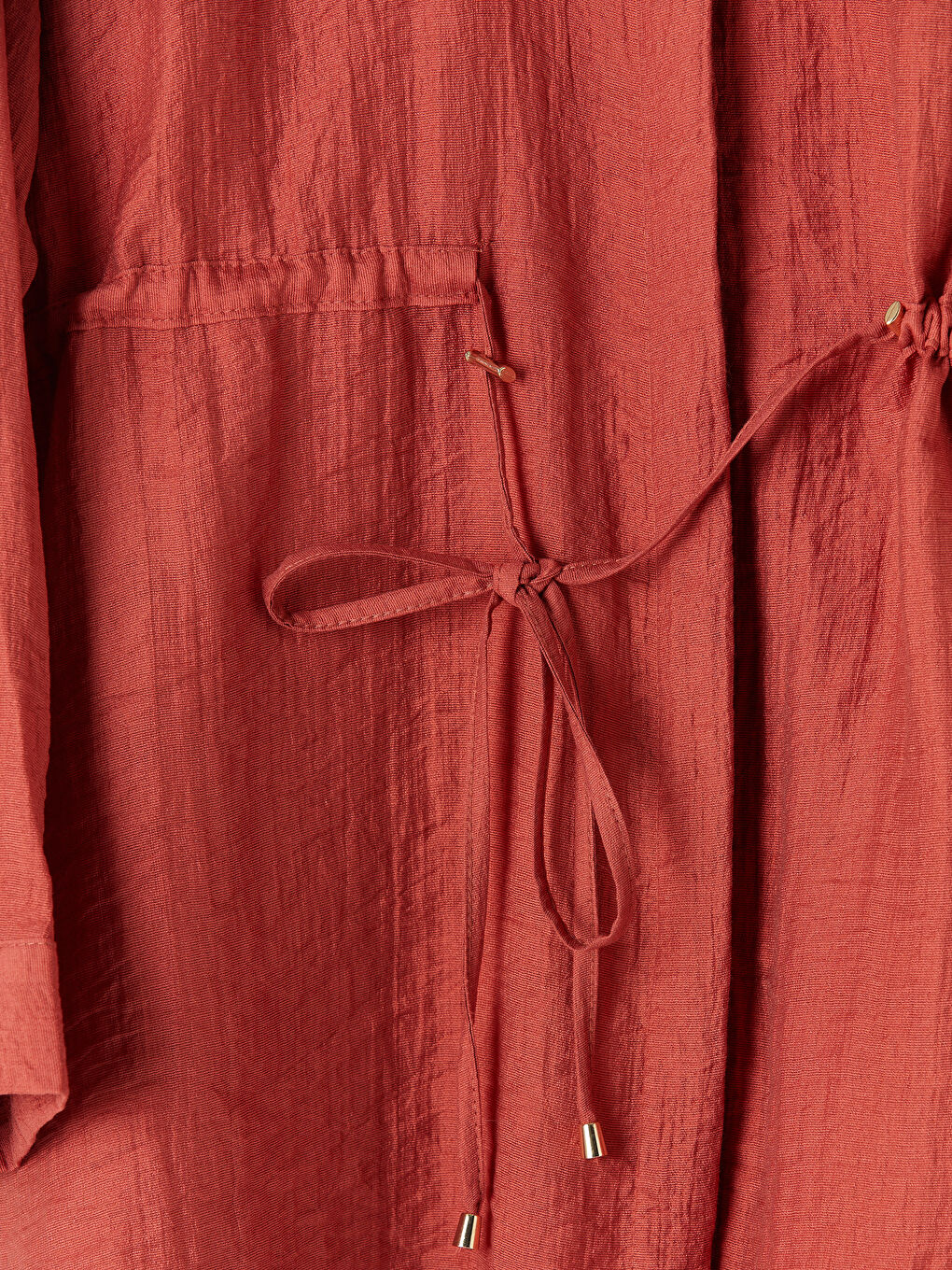 Turuncu Dokulu Büzgülü Kadın Gömlek Tunik-2