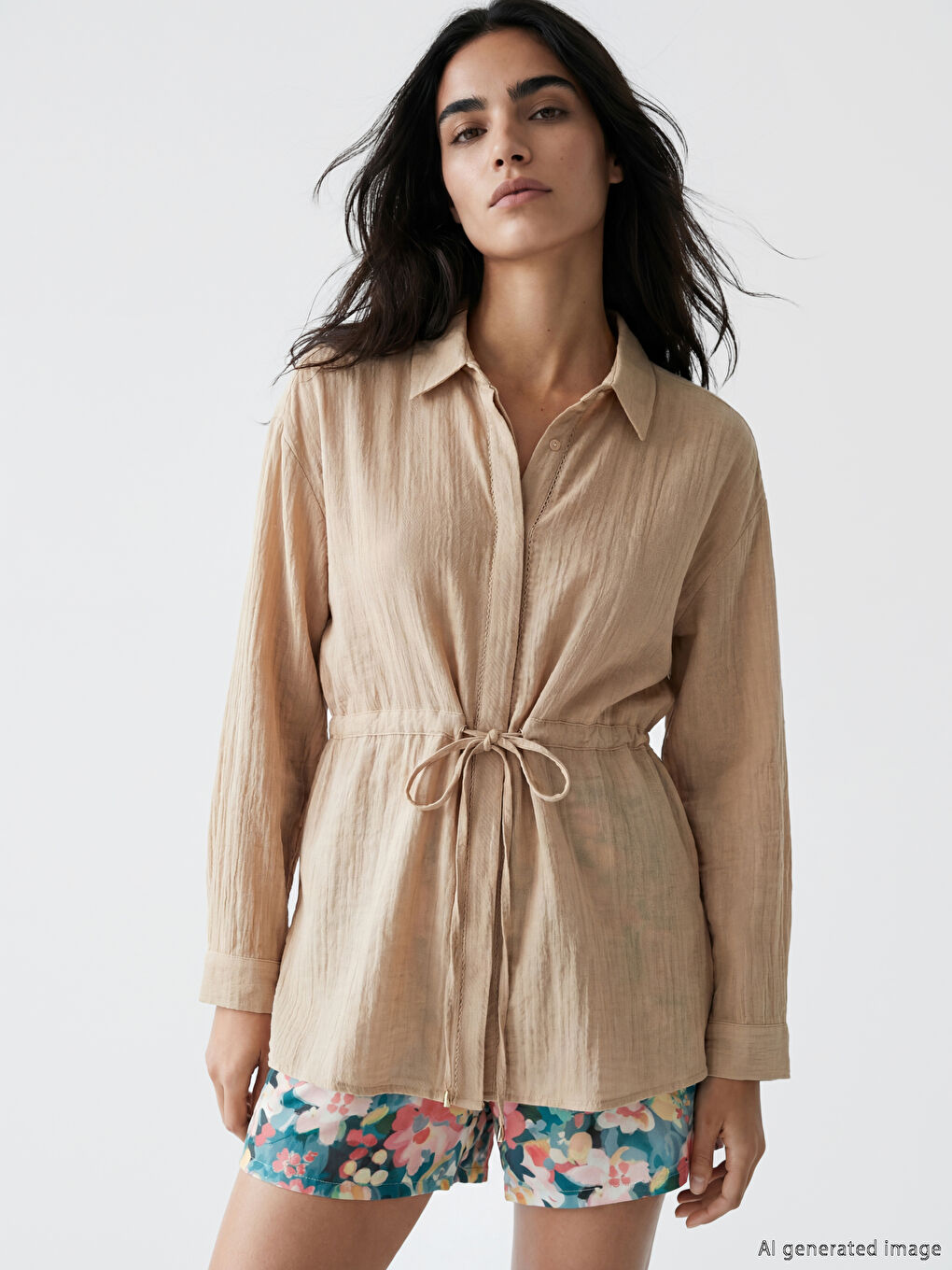 Textured Gathered Women's Shirt Tunic
